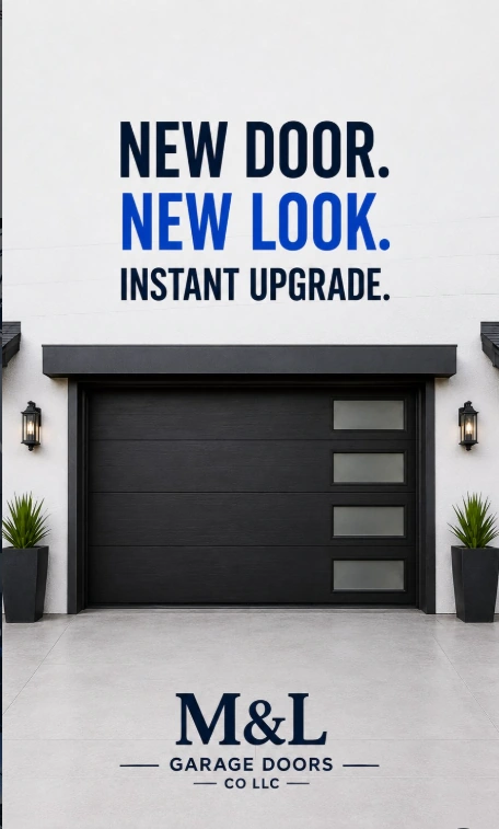 M&L Garage Doors: new dark sectional garage door with side windows