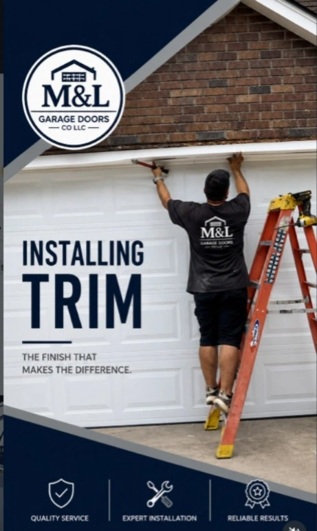M&L Garage Doors: technician installing trim around a garage door